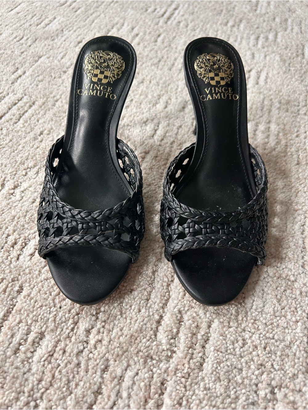 Vince Camuto Black Braided Slide Mules